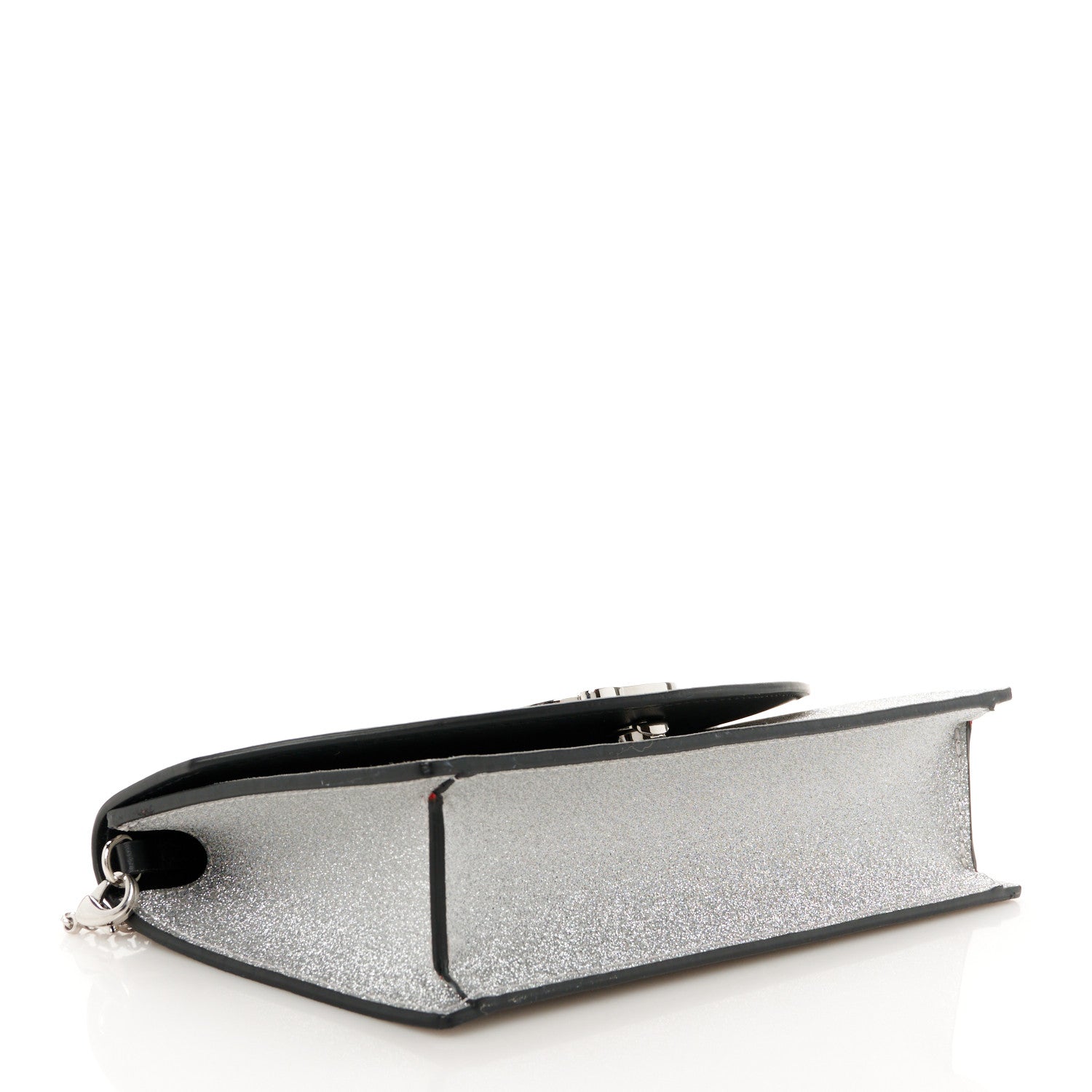 Christian Louboutin Glitter Calfskin Loubi54 Crossbody Clutch Silver 4 of 10