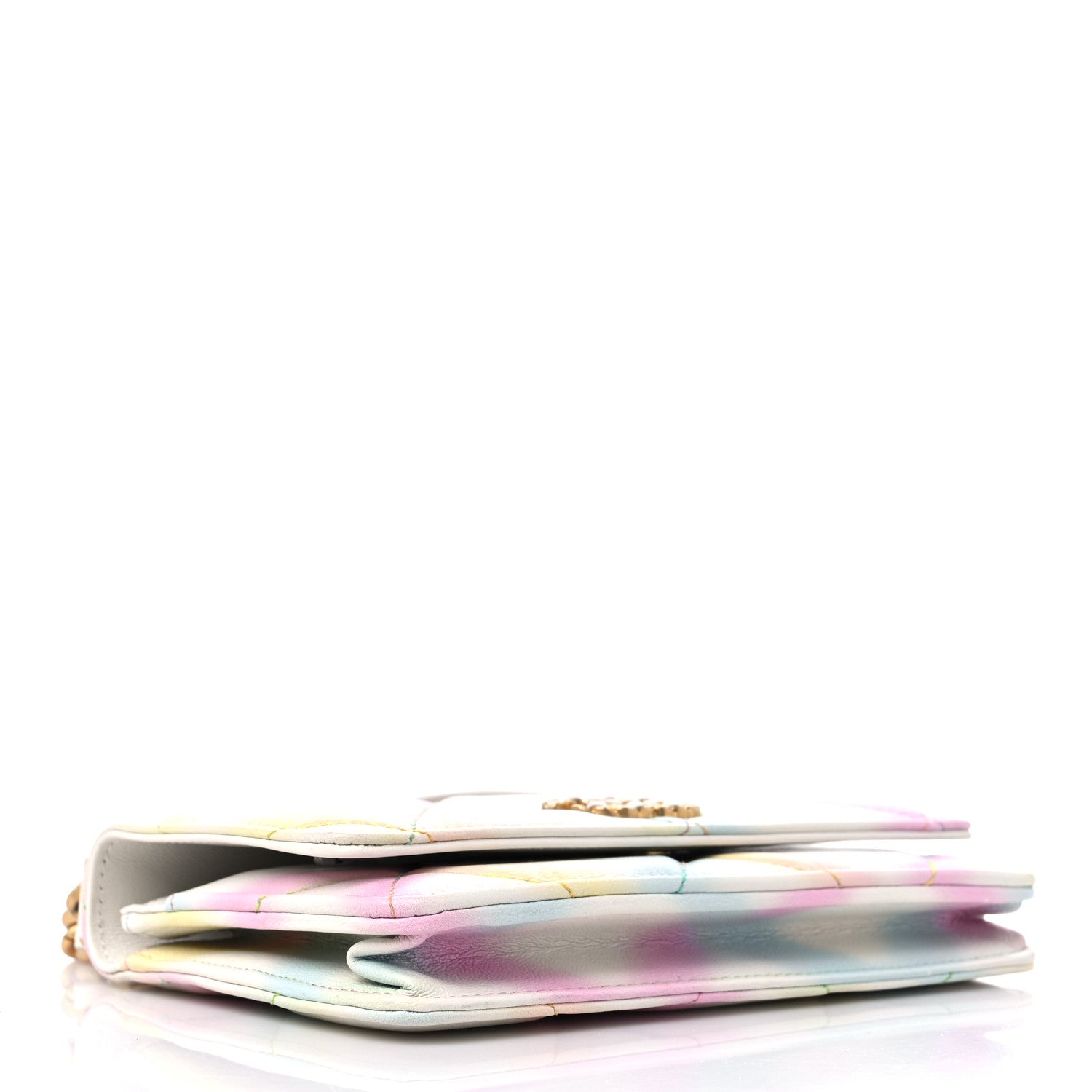 Chanel Goatskin Printed Quilted Chanel 19 Wallet On Chain WOC White Multicolor 4 of 13