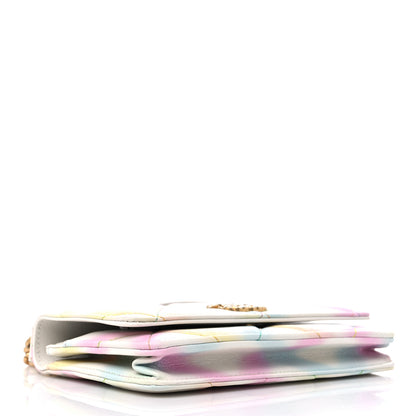 Chanel Goatskin Printed Quilted Chanel 19 Wallet On Chain WOC White Multicolor 4 of 13