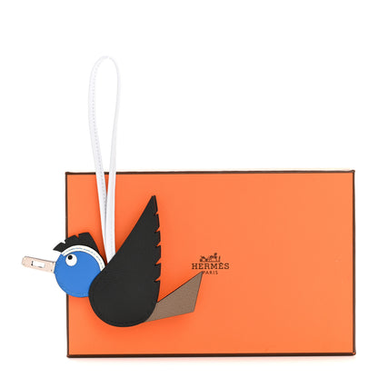 Hermes Epsom Swift Chevre Mysore Birdy Bag Charm Black Etoupe Bleu Hydra Bleu Brume 5 of 5