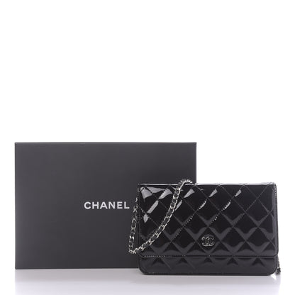 Chanel Patent Quilted Wallet On Chain WOC Black 10 of 10