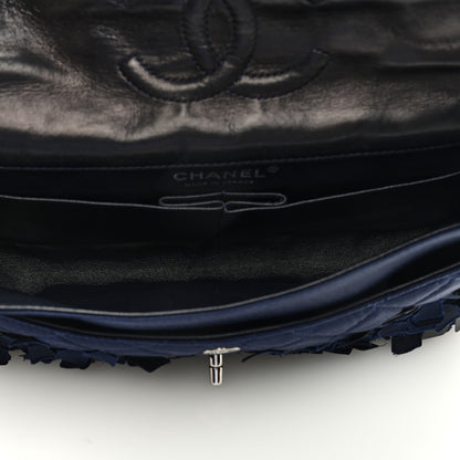 Chanel Satin Paillette Sequin Quilted Medium Single Flap Navy 5 of 9