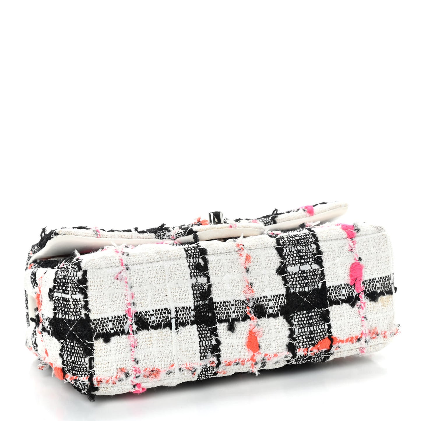 Tweed Quilted Mini Rectangular Flap Black White Pink