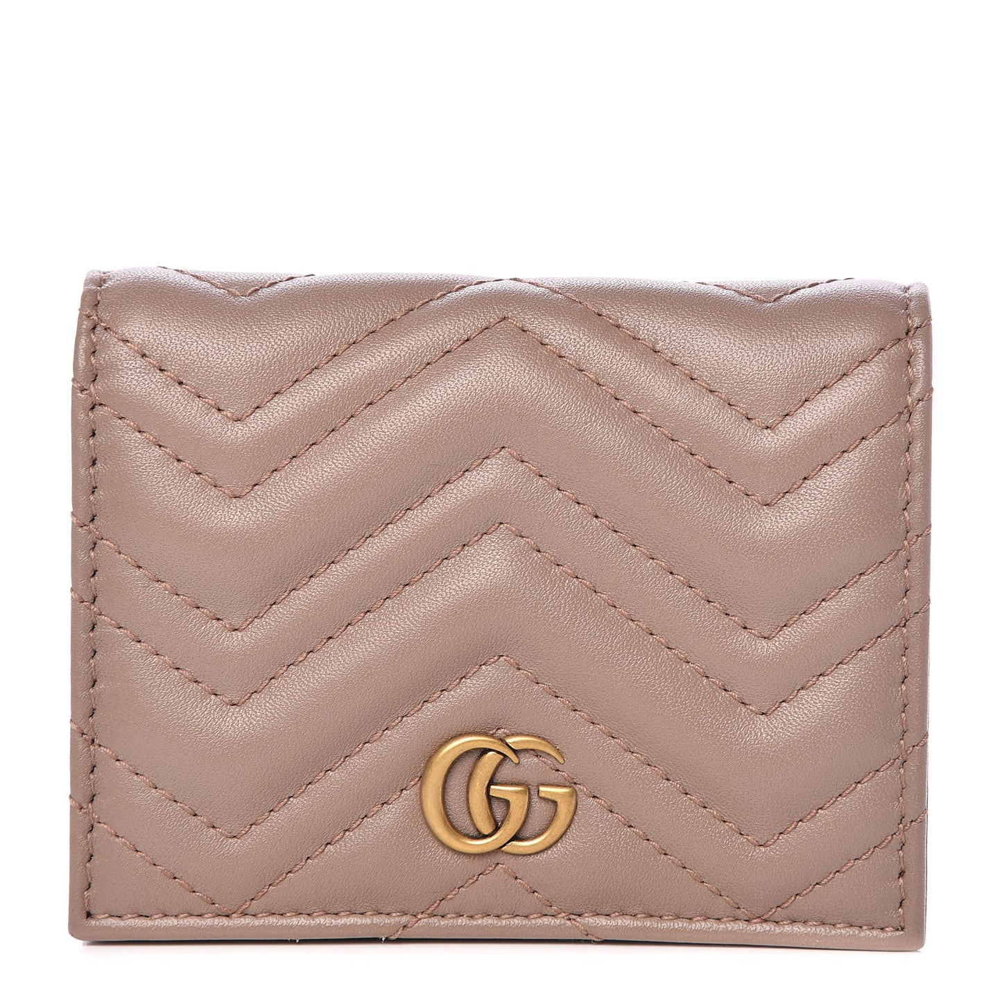 Calfskin Matelasse GG Marmont Card Case Wallet Porcelain Rose