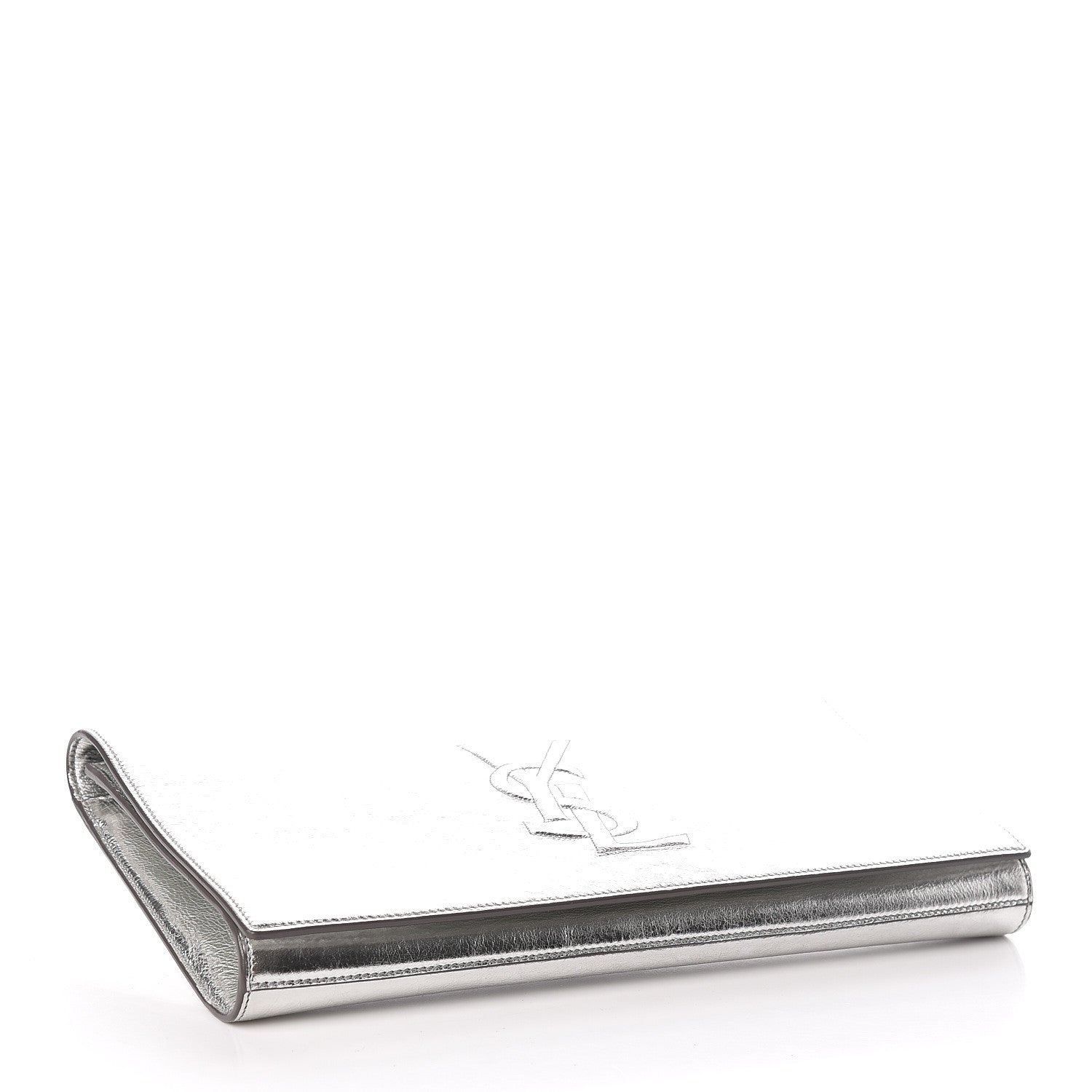Saint Laurent Metallic Calfskin Monogram Large Belle De Jour Clutch Silver 4 of 9