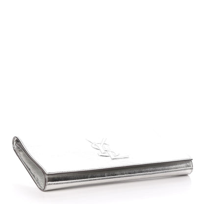 Saint Laurent Metallic Calfskin Monogram Large Belle De Jour Clutch Silver 4 of 9