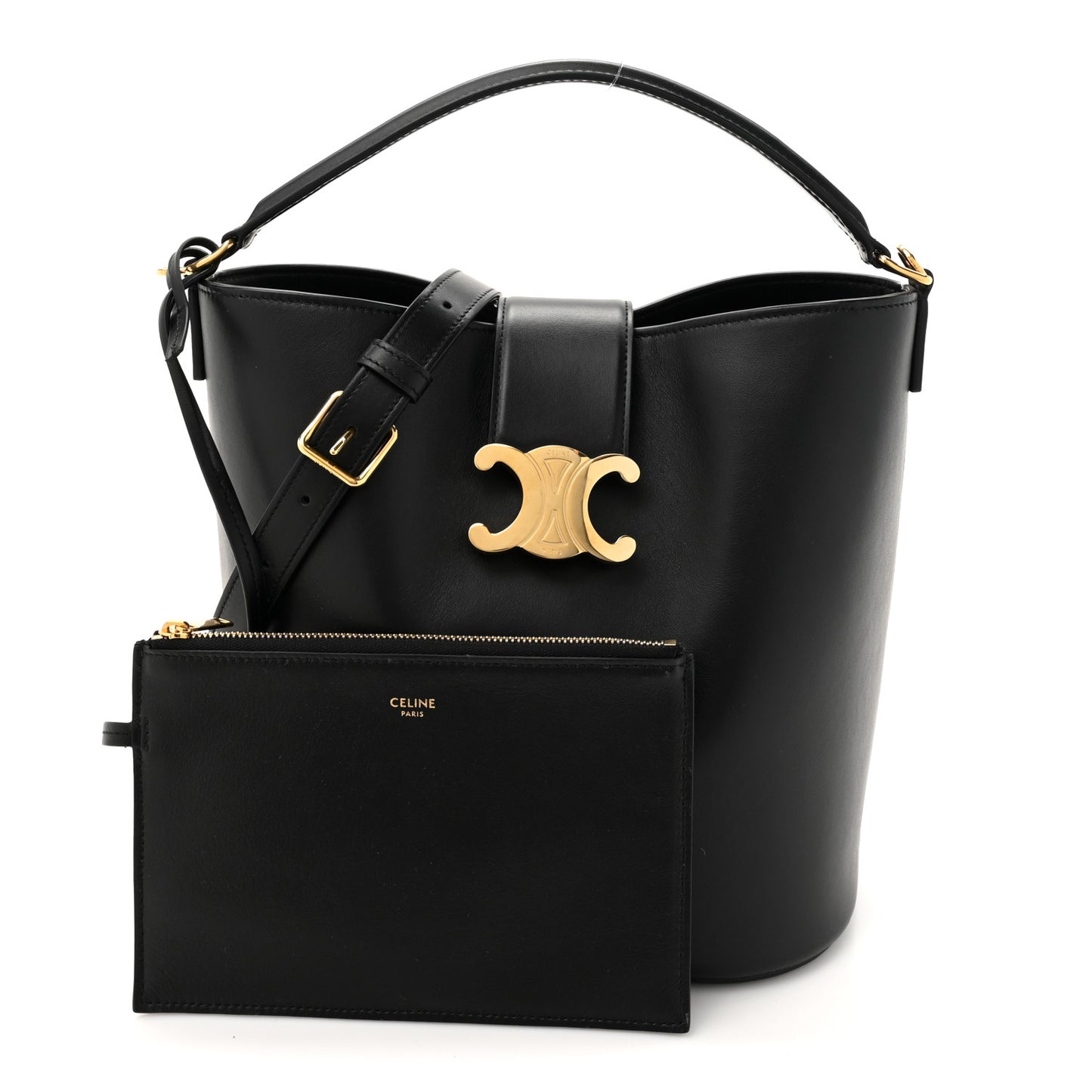 Smooth Calfskin Triomphe Medium Louise Bag Black