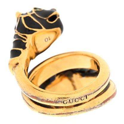 Gucci Tiger Heads Double Wrap Ring 50 5.5 Aged Gold Black 3 of 7