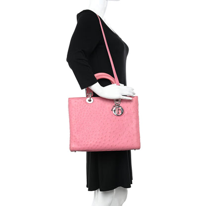 Christian Dior Ostrich Large Lady Dior Pink 2 of 14