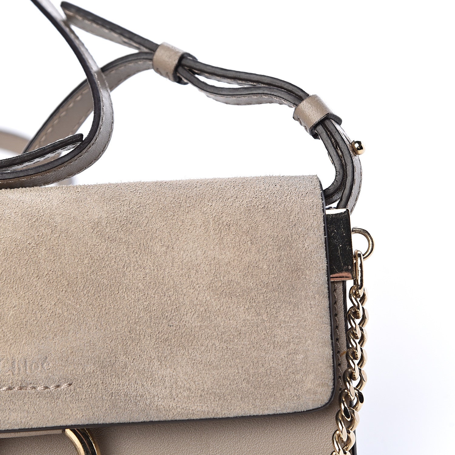 Chloe Suede Calfskin Mini Faye Shoulder Bag Motty Grey 9 of 15