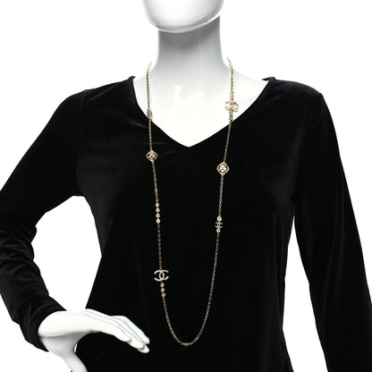 Chanel Crystal CC Cross Drop Pendant Necklace Gold 2 of 5