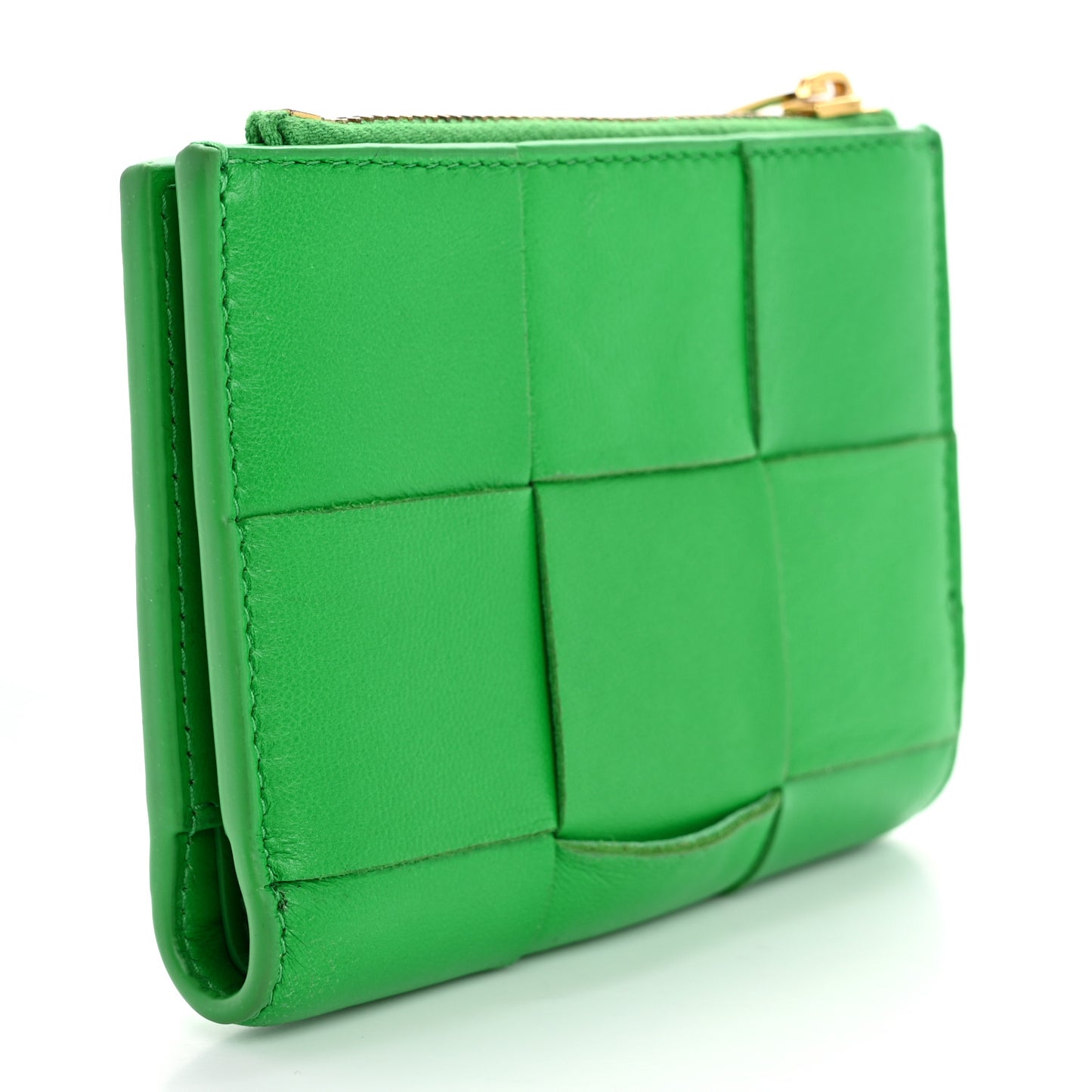 Nappa Maxi Intrecciato Zip Card Holder Parakeet