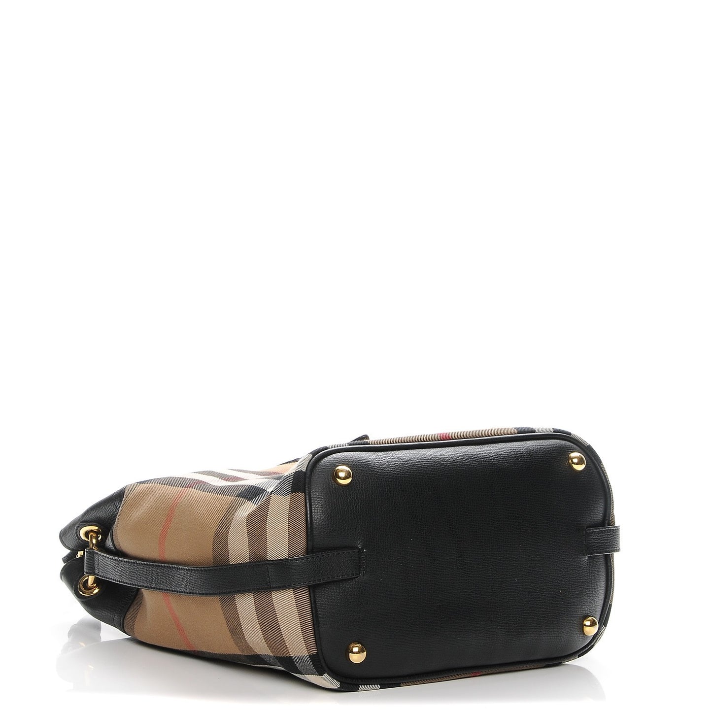 Grainy Calfskin House Check Medium Sycamore Hobo Black