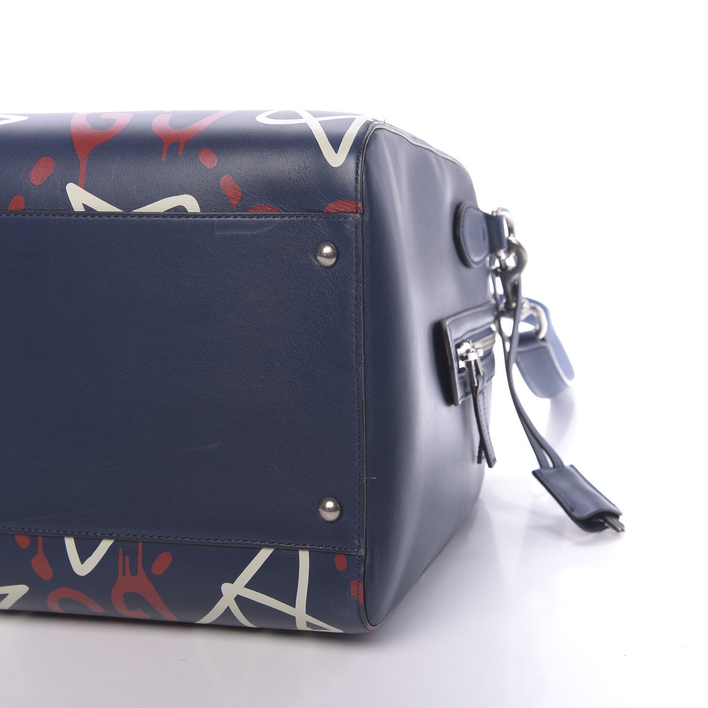 Calfskin GucciGhost Print Duffle Blue Agata Hibiscus Red