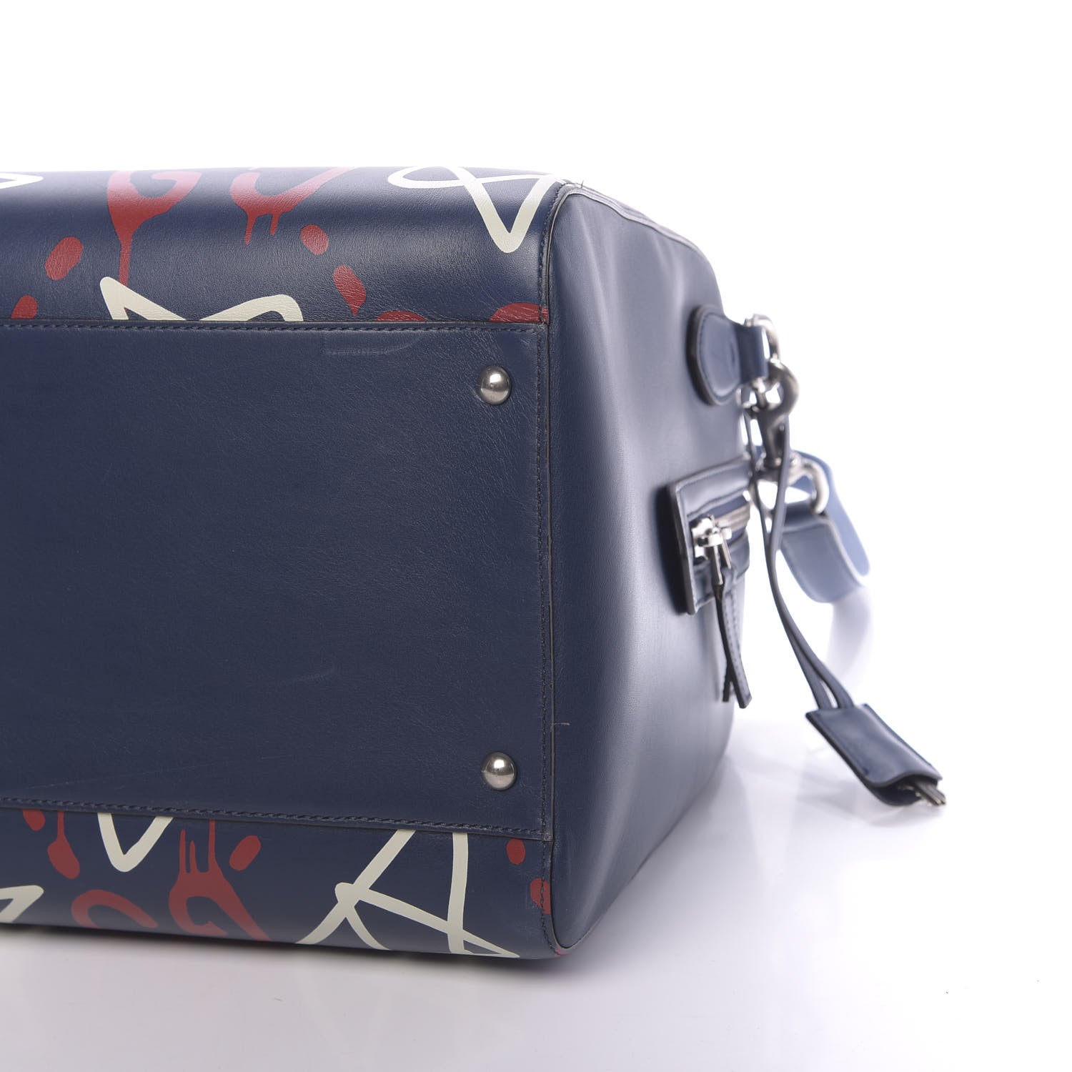 Gucci Calfskin GucciGhost Print Duffle Blue Agata Hibiscus Red 11 of 13