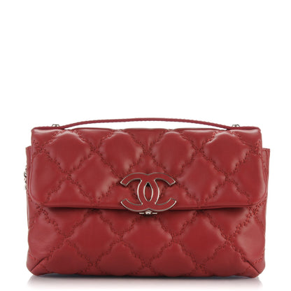 Chanel Calfskin Quilted Double Stitch Hamptons Clutch with Chain Red 1 of 7