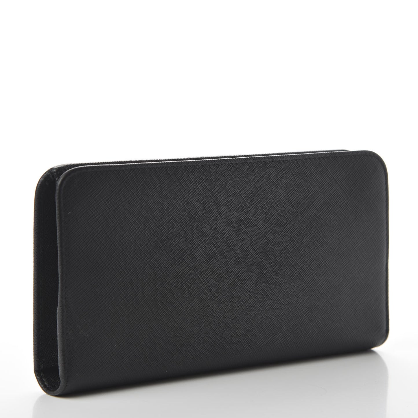 Saffiano Metal Double Snap Travel Wallet Black