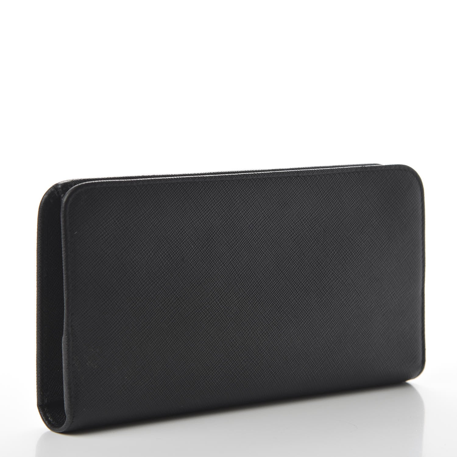 Prada Saffiano Metal Double Snap Travel Wallet Black 3 of 9