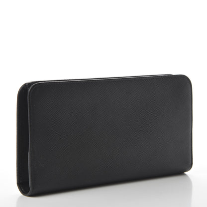 Prada Saffiano Metal Double Snap Travel Wallet Black 3 of 9