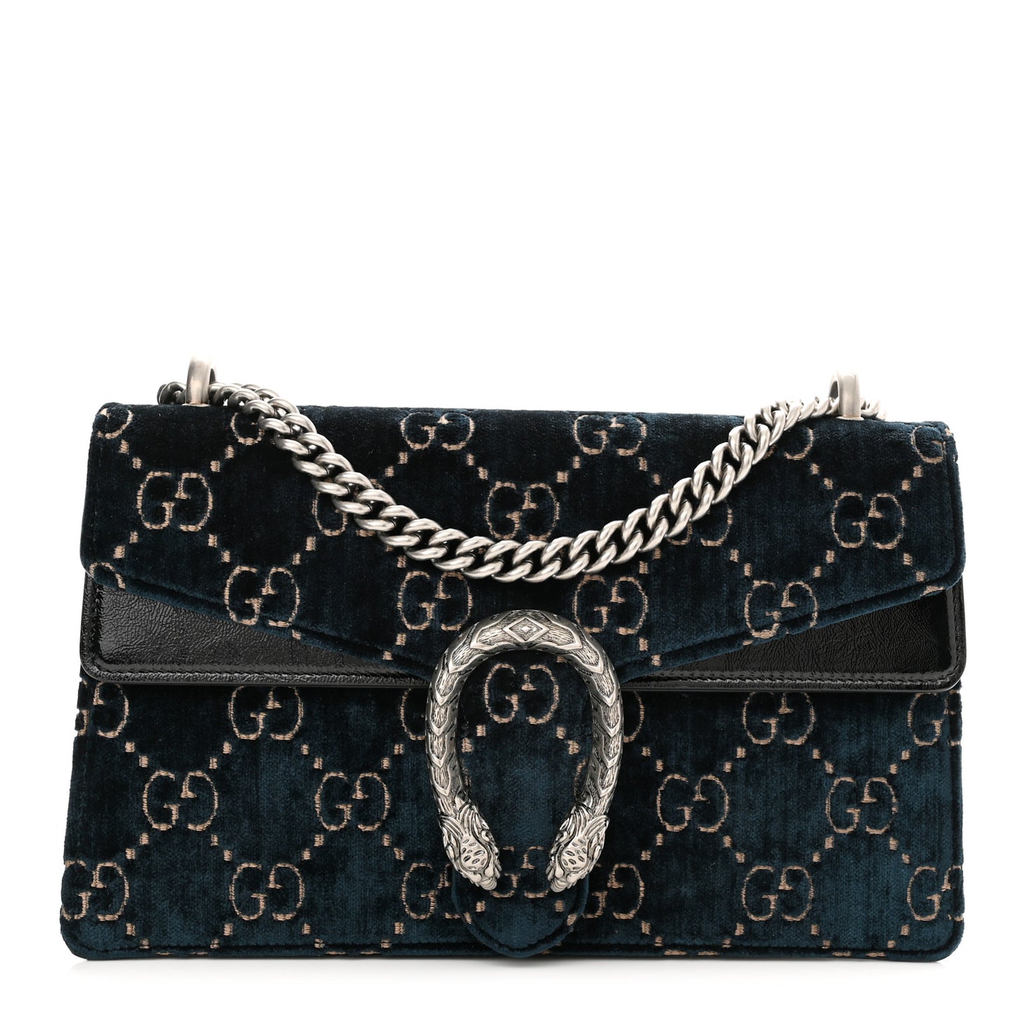 Velvet Skipper GG Monogram Small Dionysus Shoulder Bag Blue Beige Black