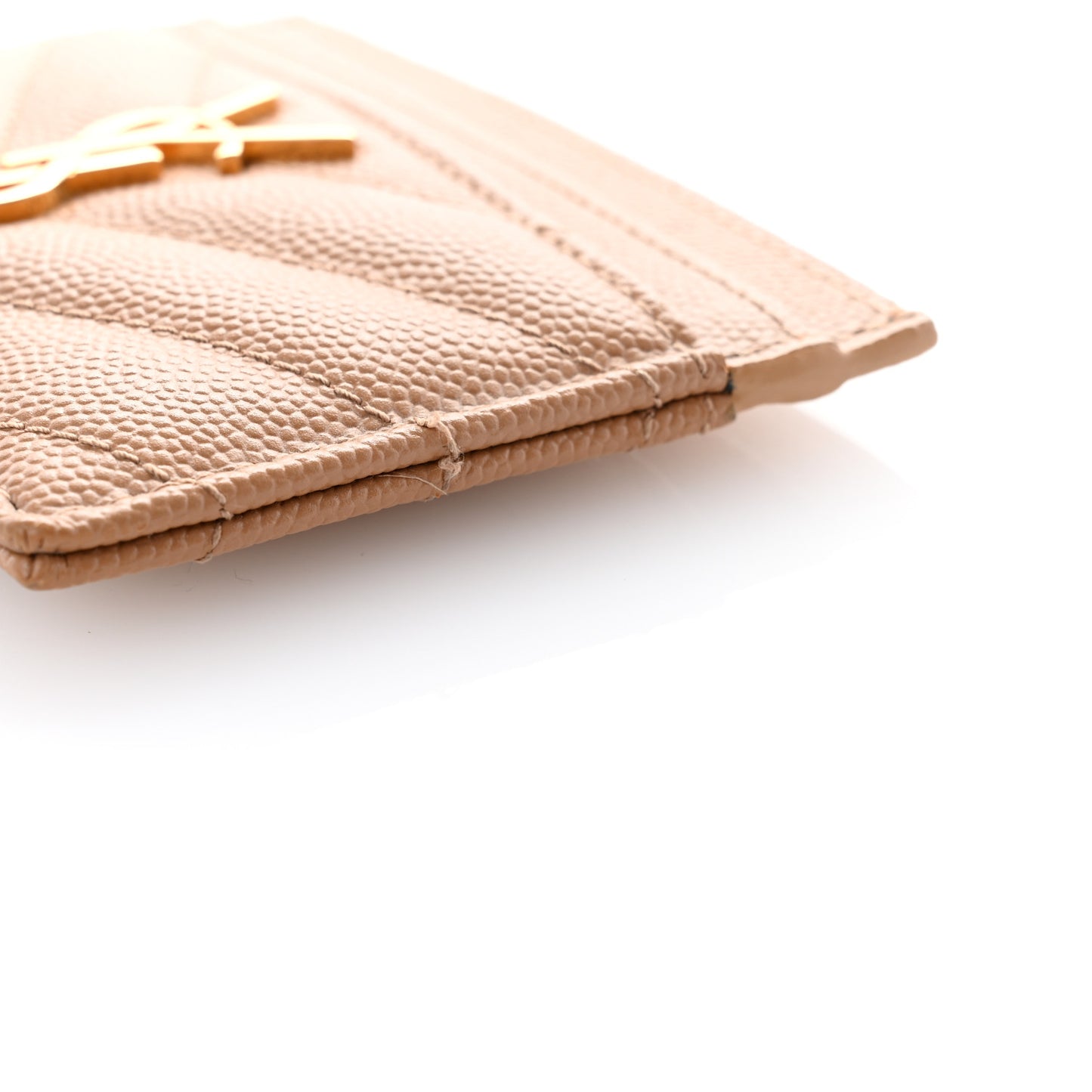 Grain De Poudre Matelasse Chevron Monogram Credit Card Case Dark Beige