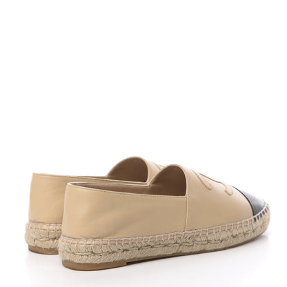 Chanel Lambskin CC Espadrilles 39 Beige Black 4 of 11