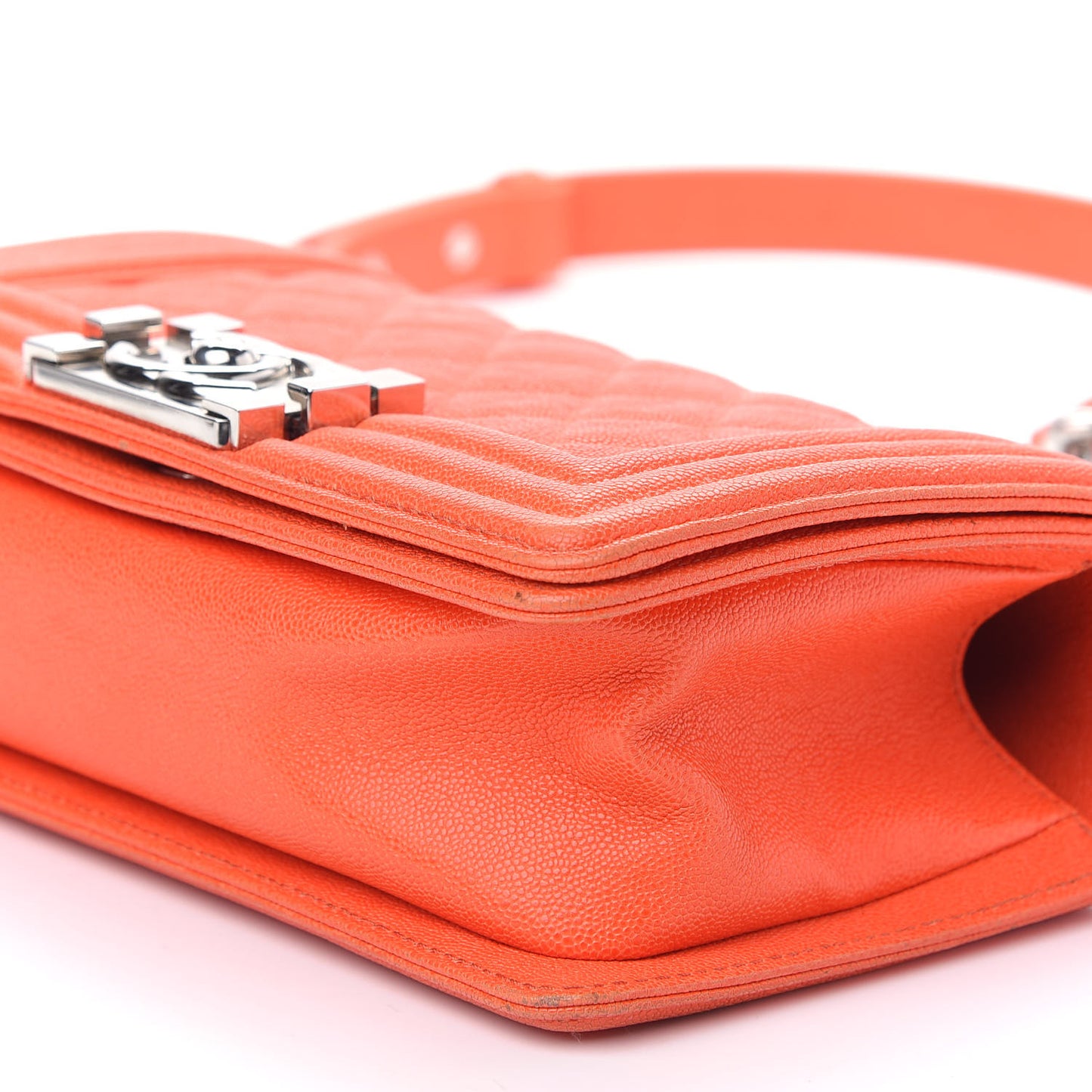 Caviar Quilted Small Boy Flap Orange