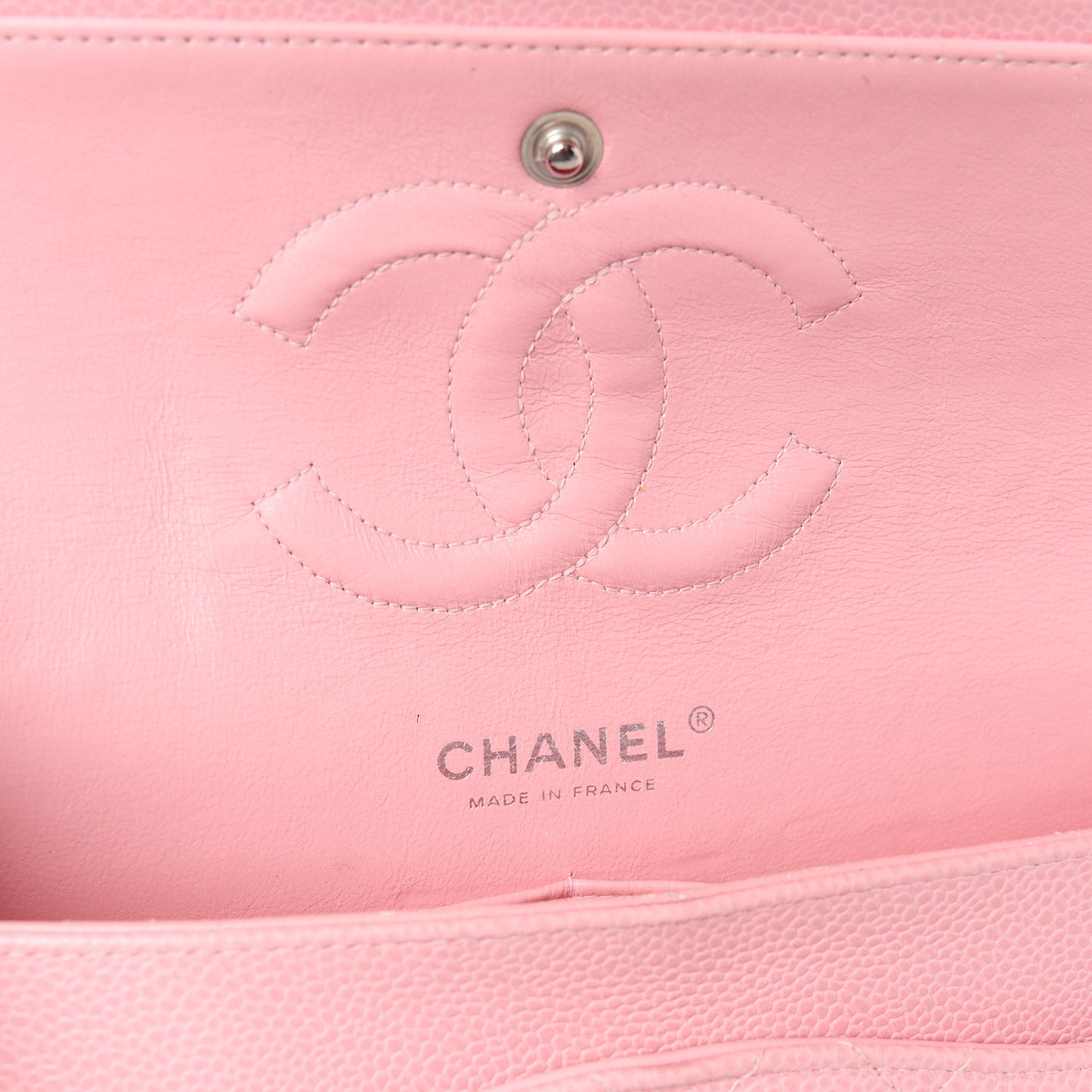 Caviar Quilted Medium Double Flap Light Pink