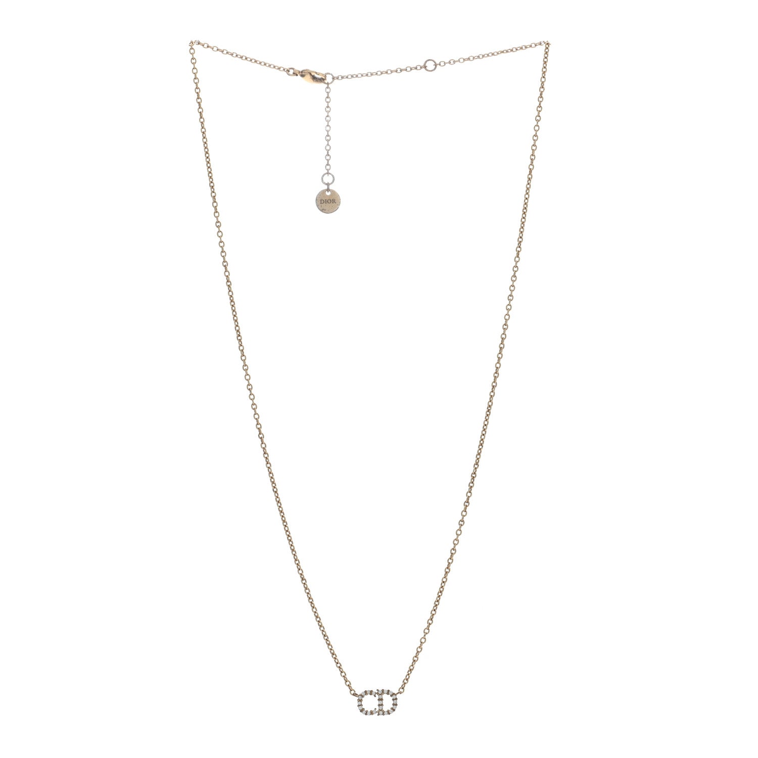 Christian Dior Metal Crystal Clair D Lune Necklace Gold 3 of 5