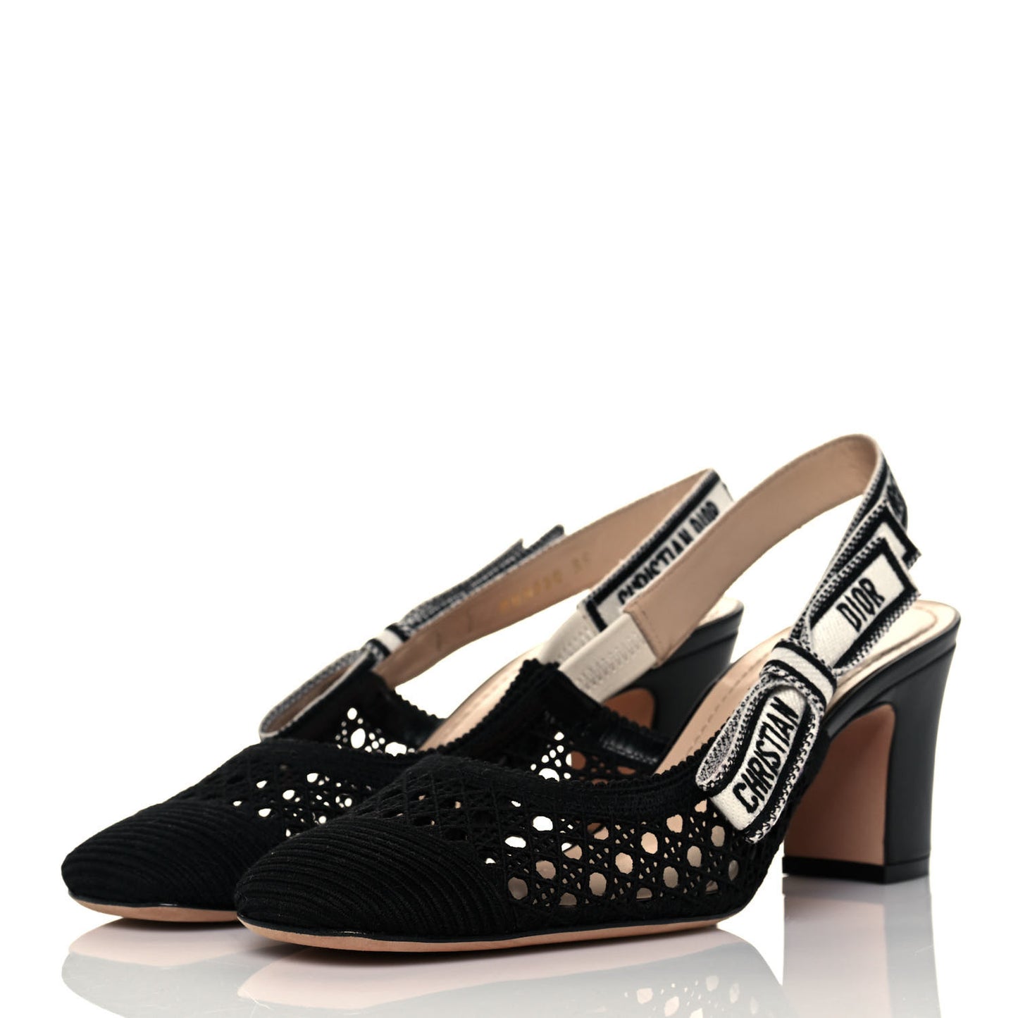 Cotton Lambskin Mesh Cannage Dior & Moi Slingback 70mm Pumps 39 Black