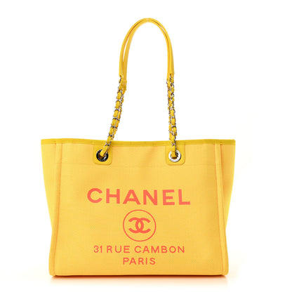 Chanel Mixed Fibers Small Deauville Tote Yellow Orange 1 of 11