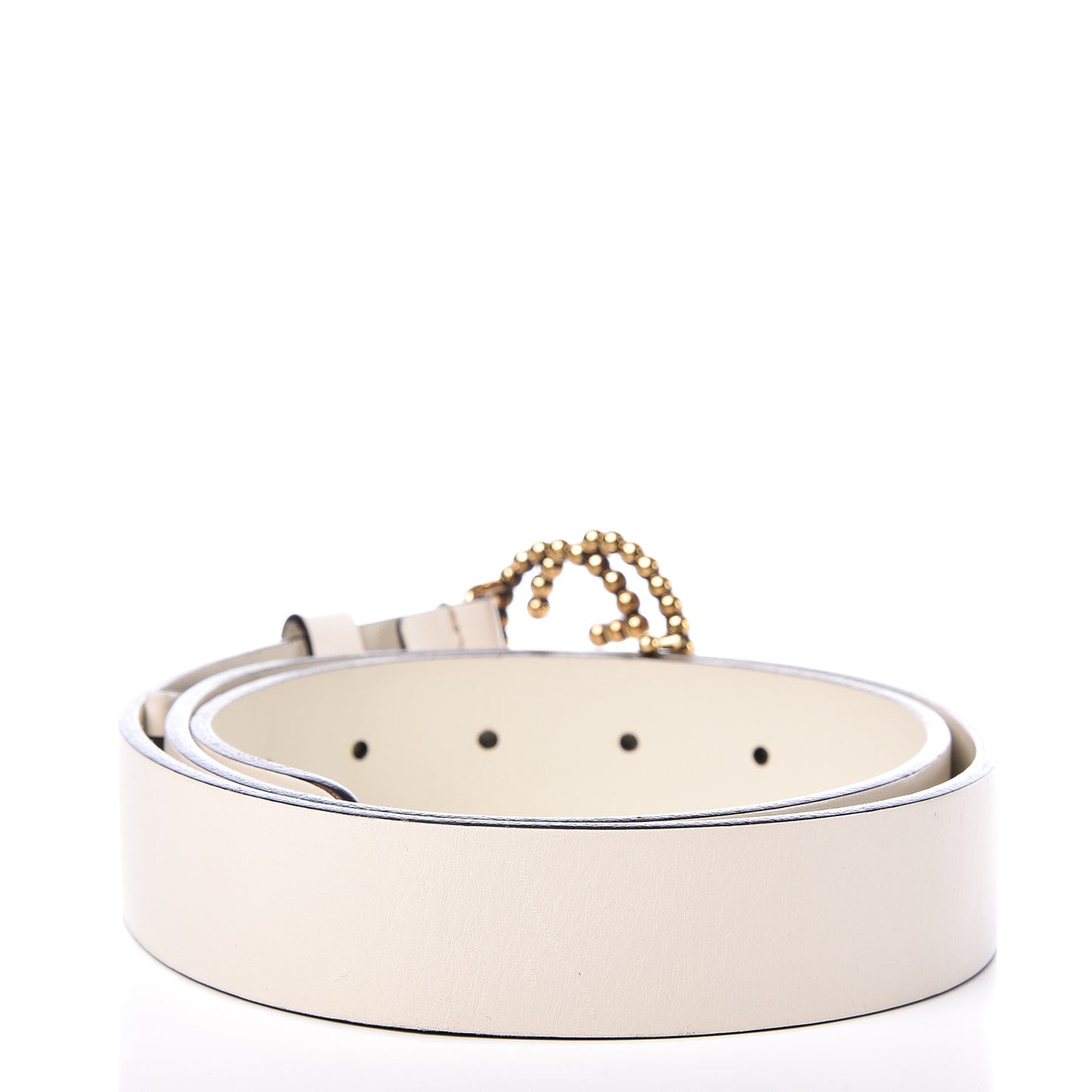 Margaux Calfskin Studded Interlocking G 30mm Belt 90 36 Mystic White