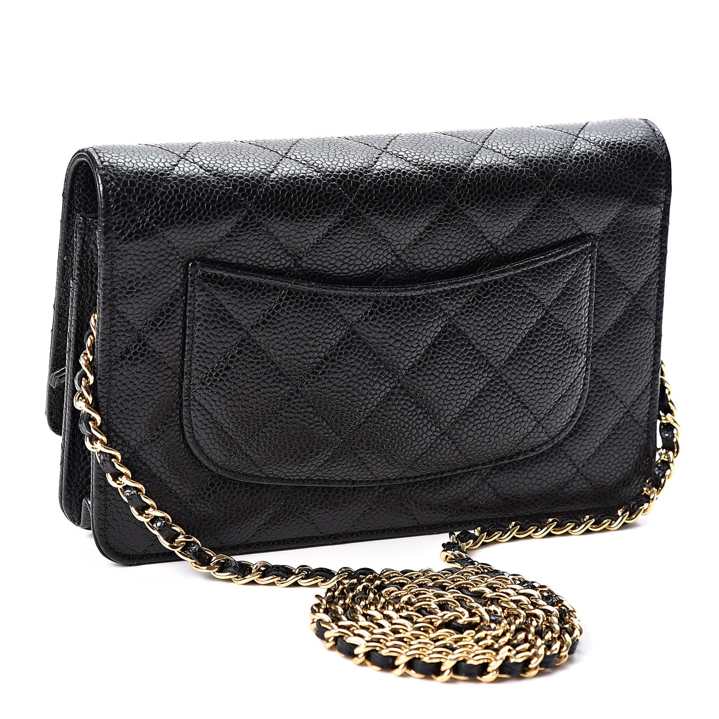 Caviar Quilted Wallet On Chain WOC Black