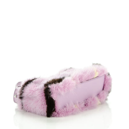 Fendi Mink Fur Shiny Nappa Chess Print Micro Peekaboo Iconic Satchel Lavanda Multicolor 4 of 6