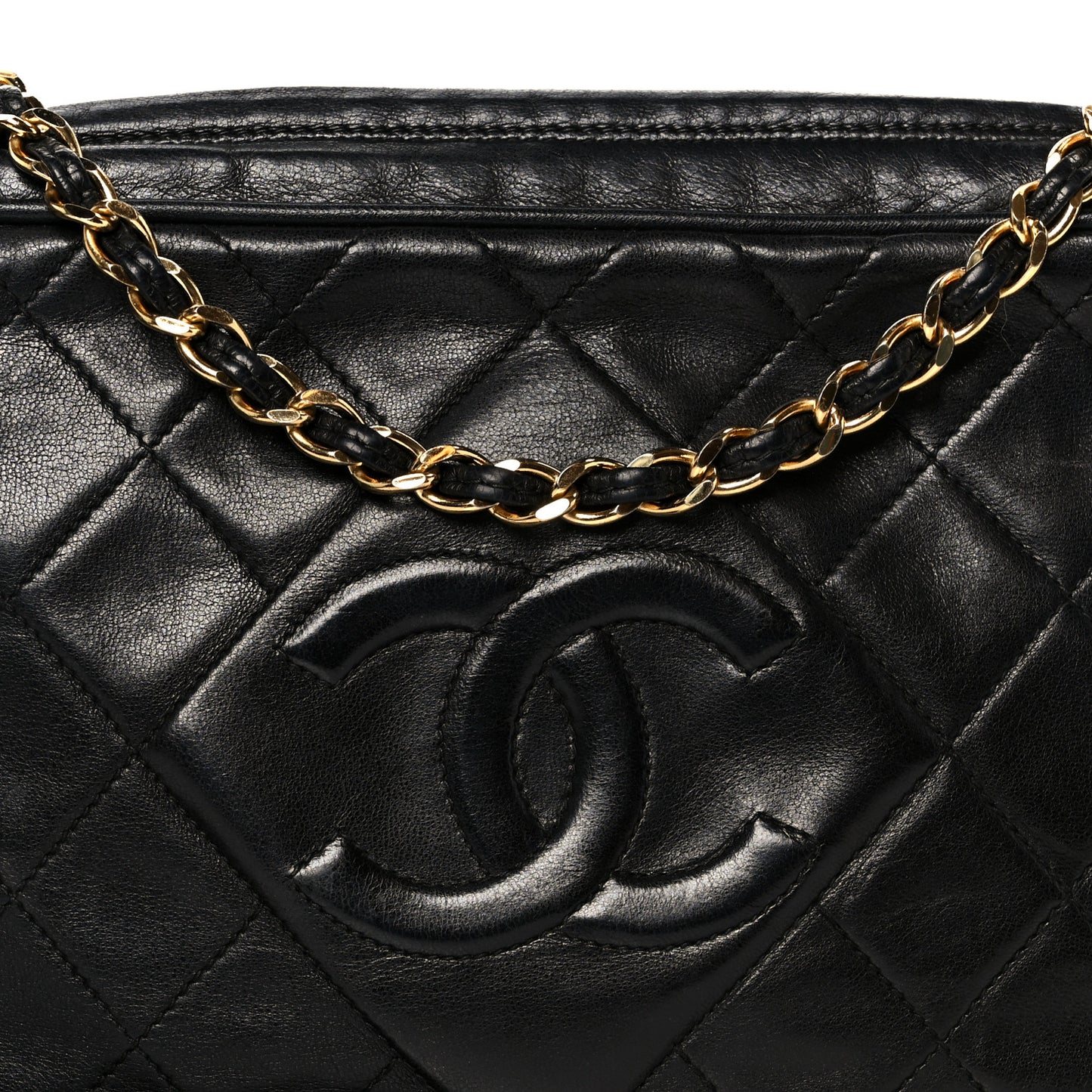 Lambskin Quilted Small Diamond CC Camera Case Black