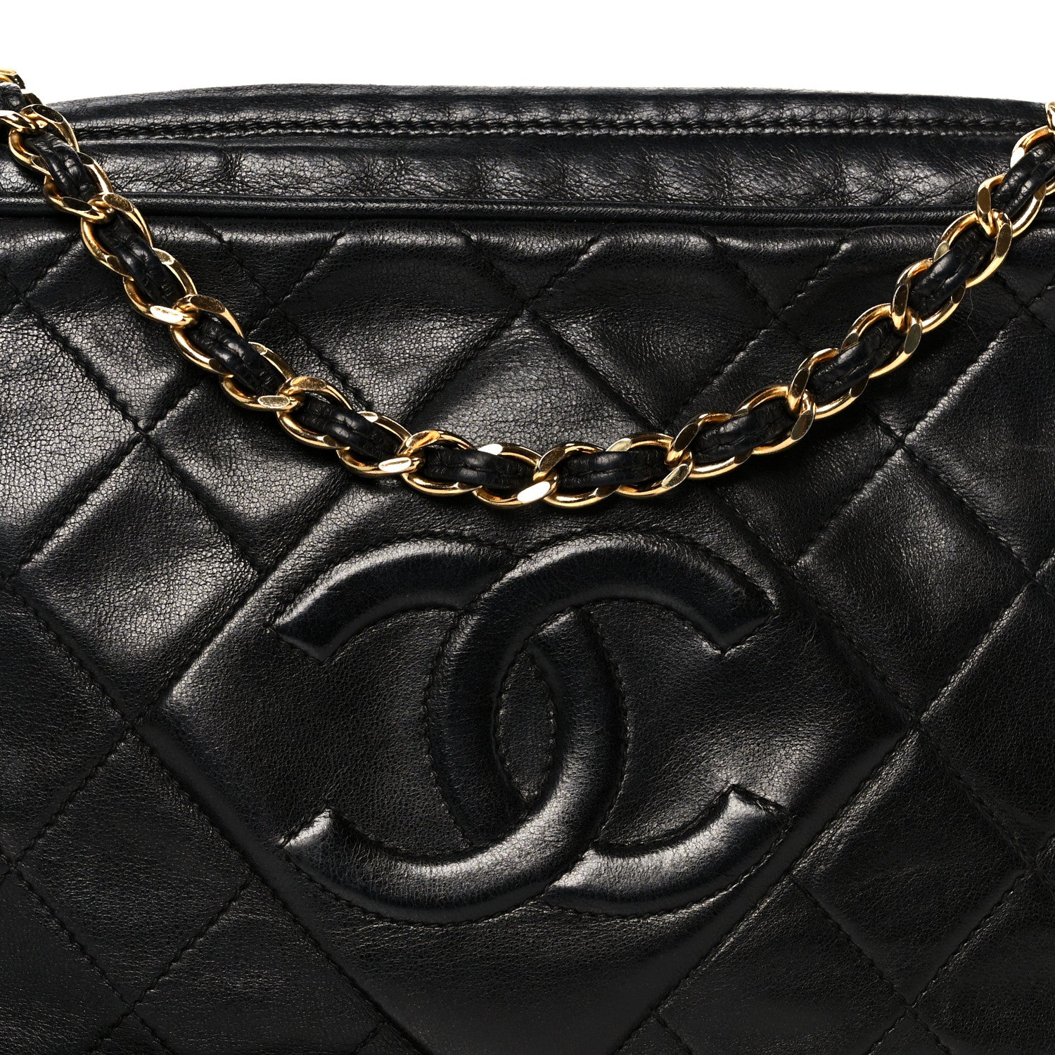 Chanel Lambskin Quilted Small Diamond CC Camera Case Black 9 of 11