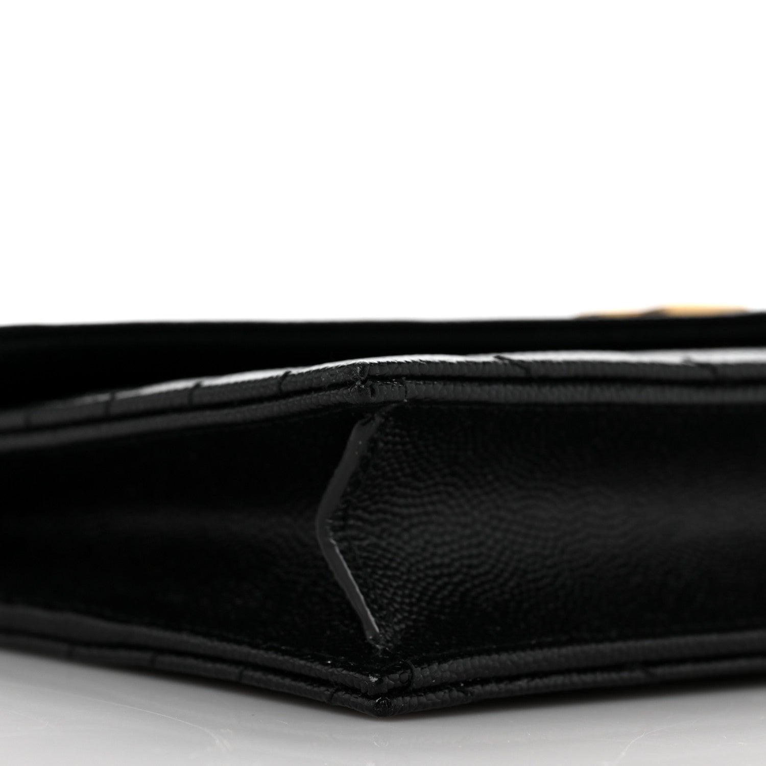 Saint Laurent Grain De Poudre Matelasse Chevron Monogram Envelope Chain Wallet Black 7 of 9