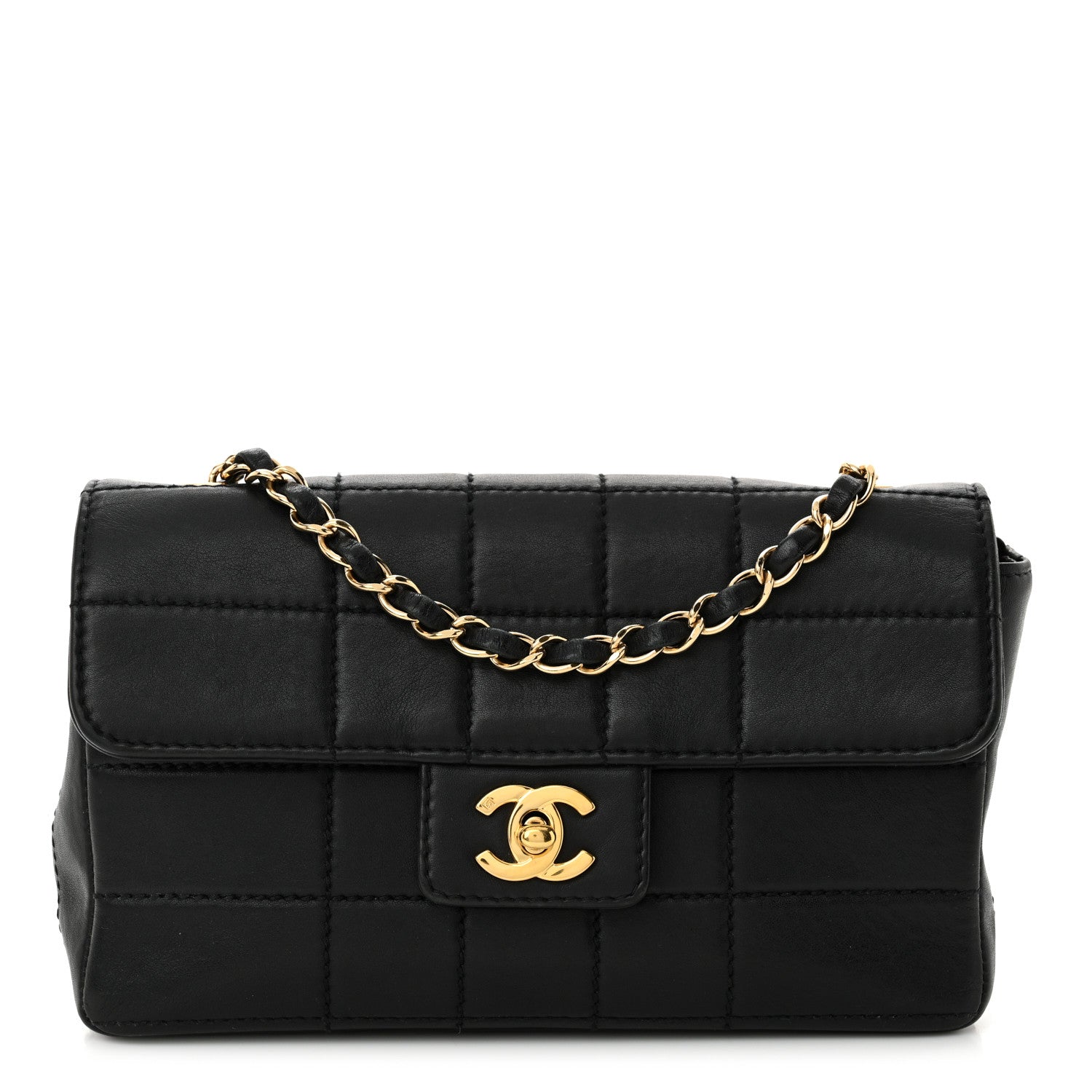 Chanel Lambskin Stitched Chocolate Bar Single Flap Black 1 of 15