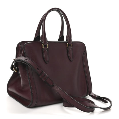 Alexander McQueen Pebbled Calfskin Small Skull Padlock Zip Around Tote Burgundy 3 of 10