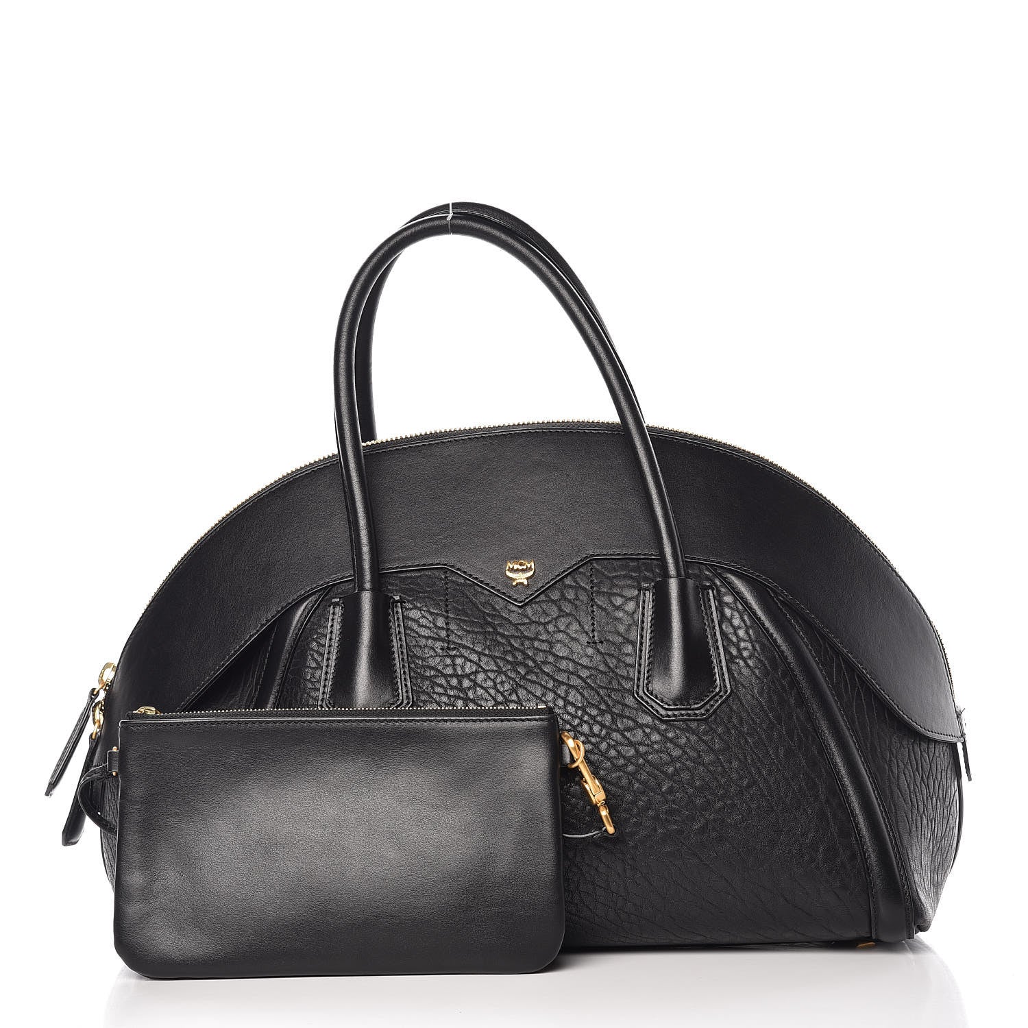MCM Calfskin Lambskin Marion Bowler Bag Black 3 of 16