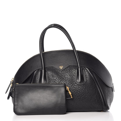 MCM Calfskin Lambskin Marion Bowler Bag Black 3 of 16