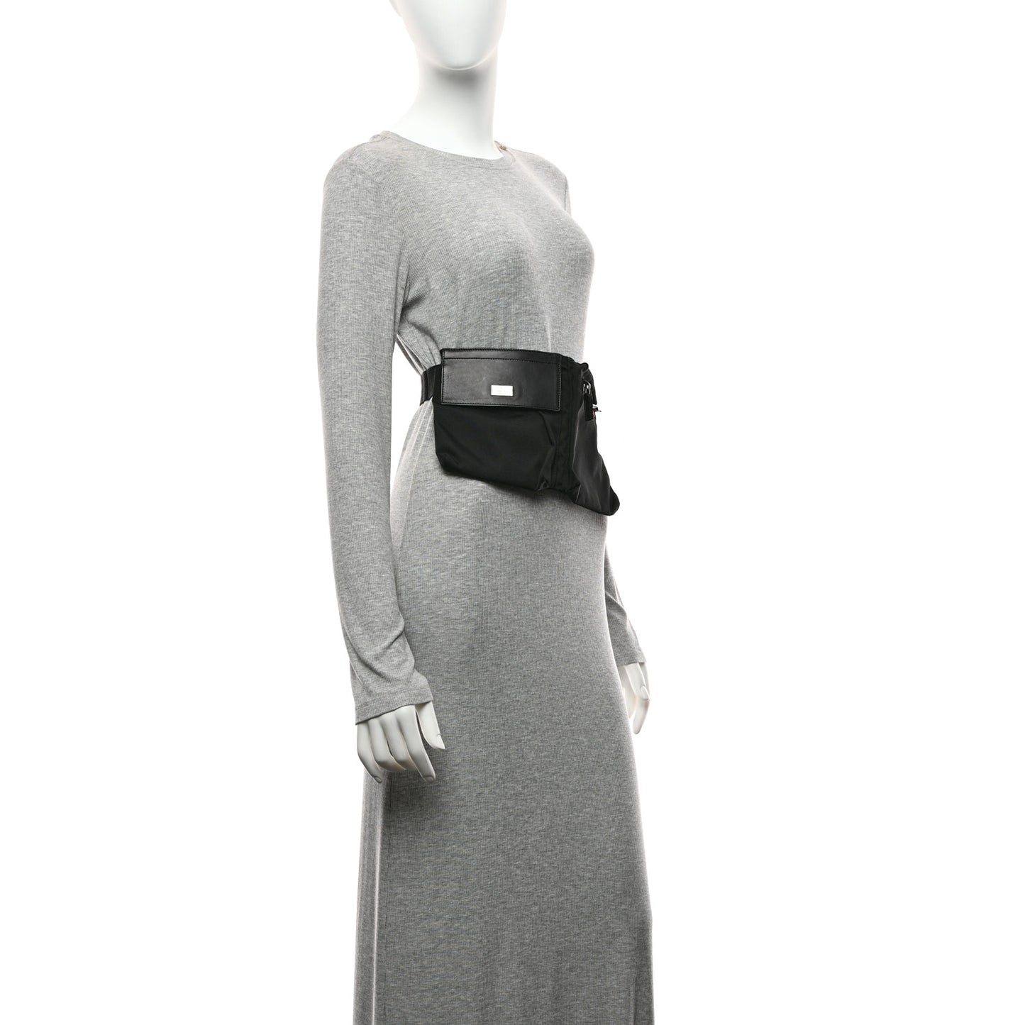 Canvas Double Pocket Belt Bag Black