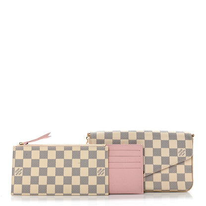 Louis Vuitton Damier Azur Pochette Felicie Chain Wallet Rose Ballerine 2 of 9