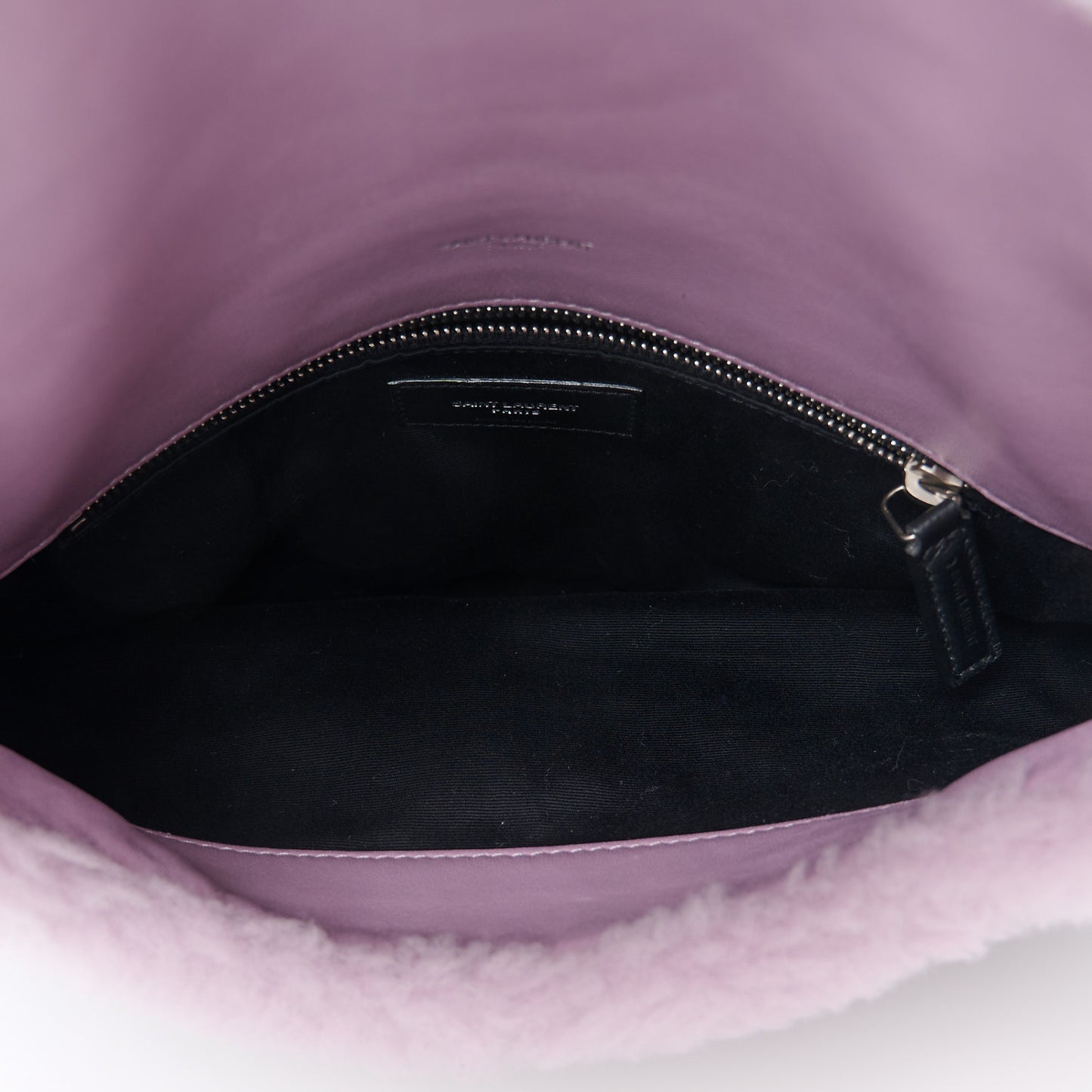 Merino Shearling Lambskin Quilted Small Loulou Puffer Monogram Chain Satchel Lila