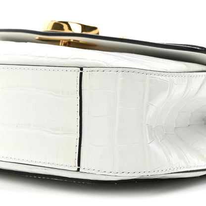 Chloe Calfskin Crocodile Embossed Small C Double Carry Brilliant White 8 of 11