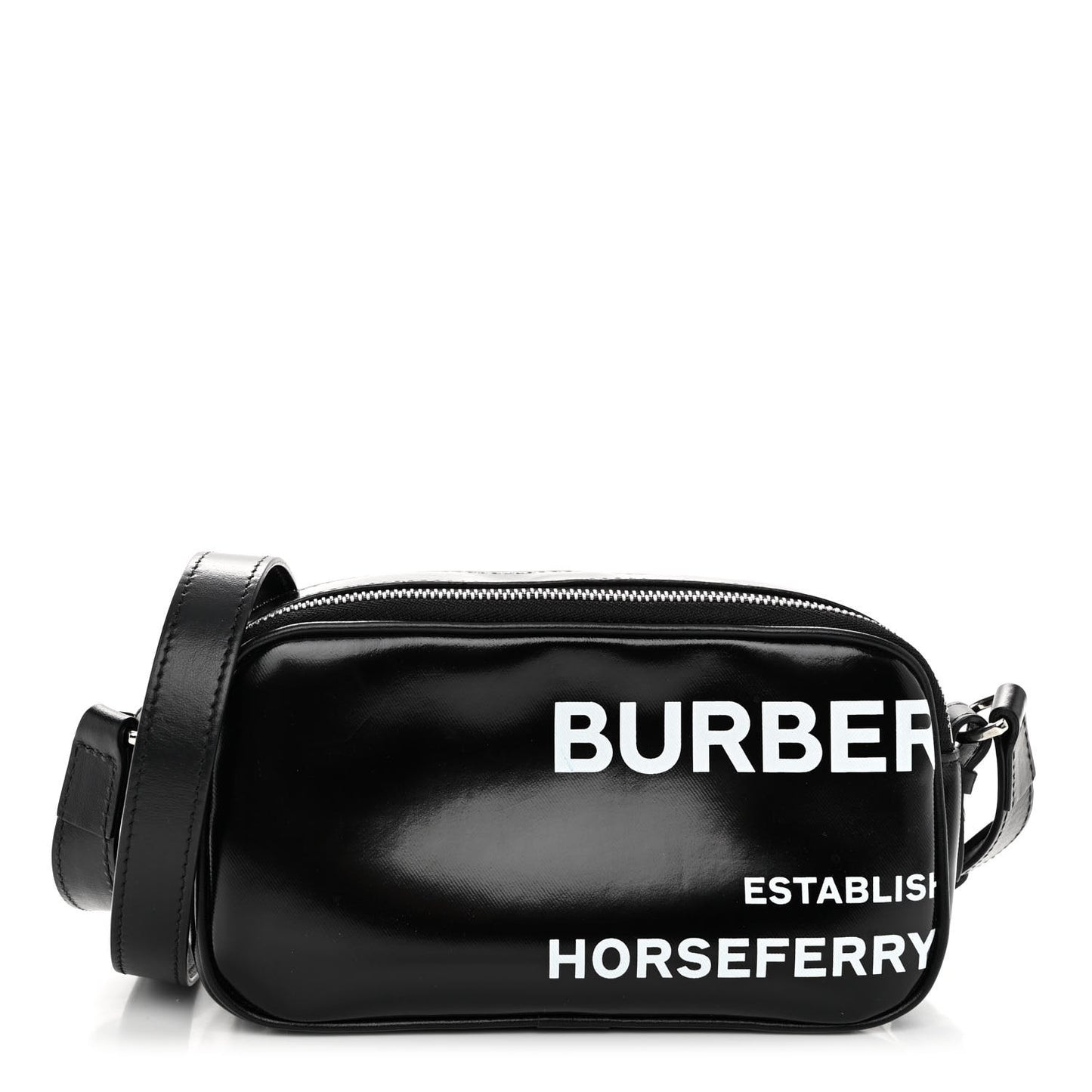 Coated Canvas Horseferry Print Micro Camera Bag Black
