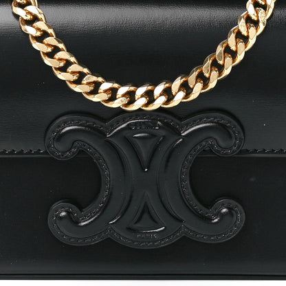 Celine Shiny Calfskin Cuir Triomphe Chain Shoulder Bag Black 9 of 12
