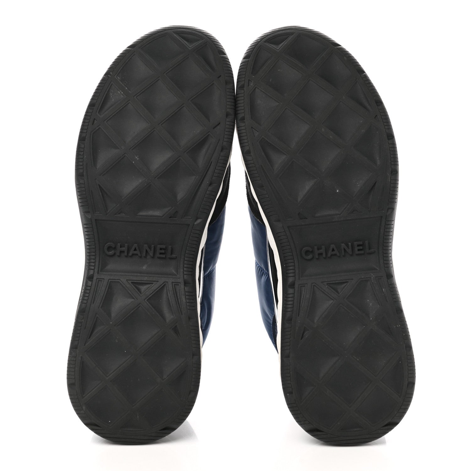 Chanel Nylon Suede Calfskin Womens Logo Sneakers 37.5 Blue Navy Dark Navy 5 of 10