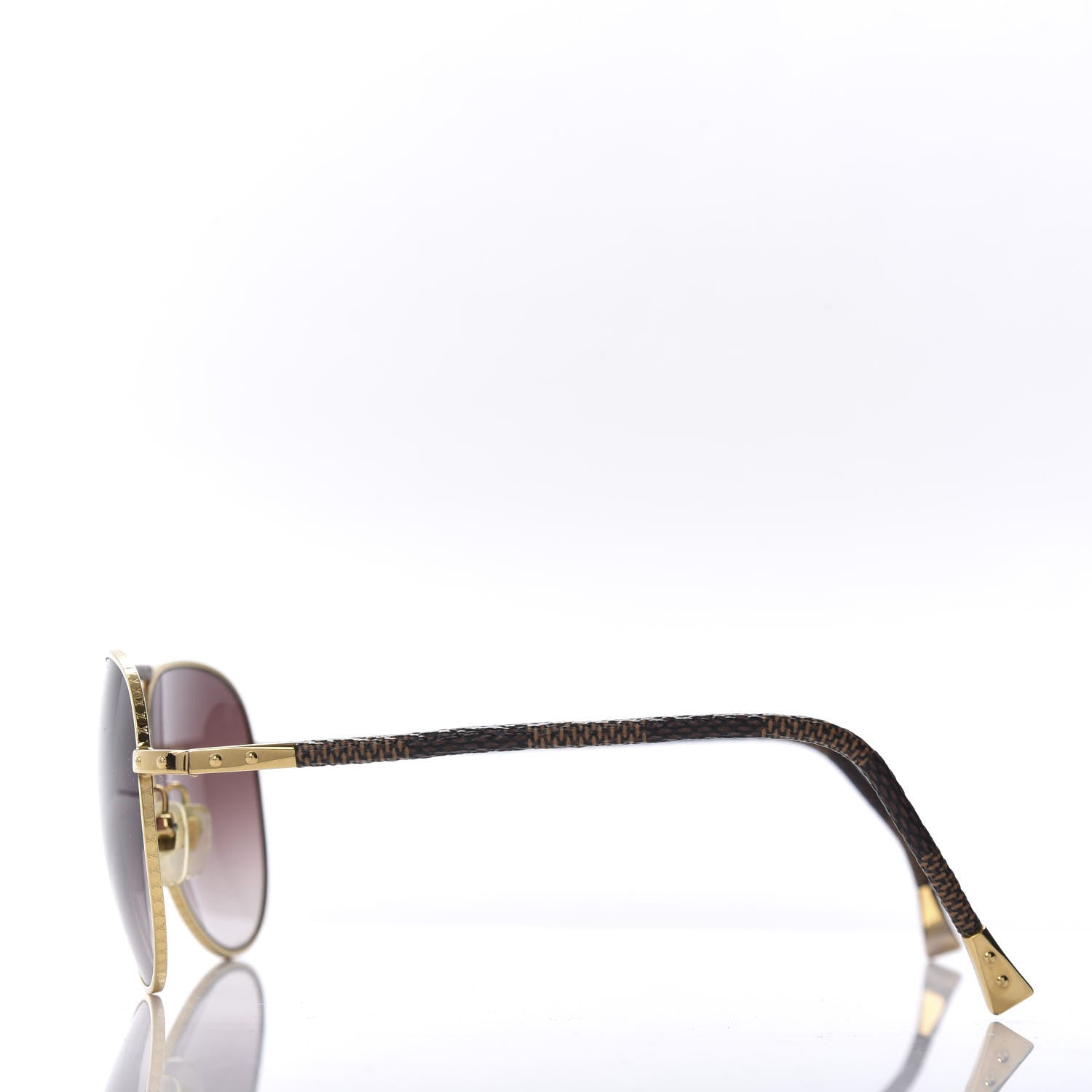 Louis Vuitton Damier Ebene Conspiration Pilote Aviator Sunglasses Z0202U Gold 2 of 8