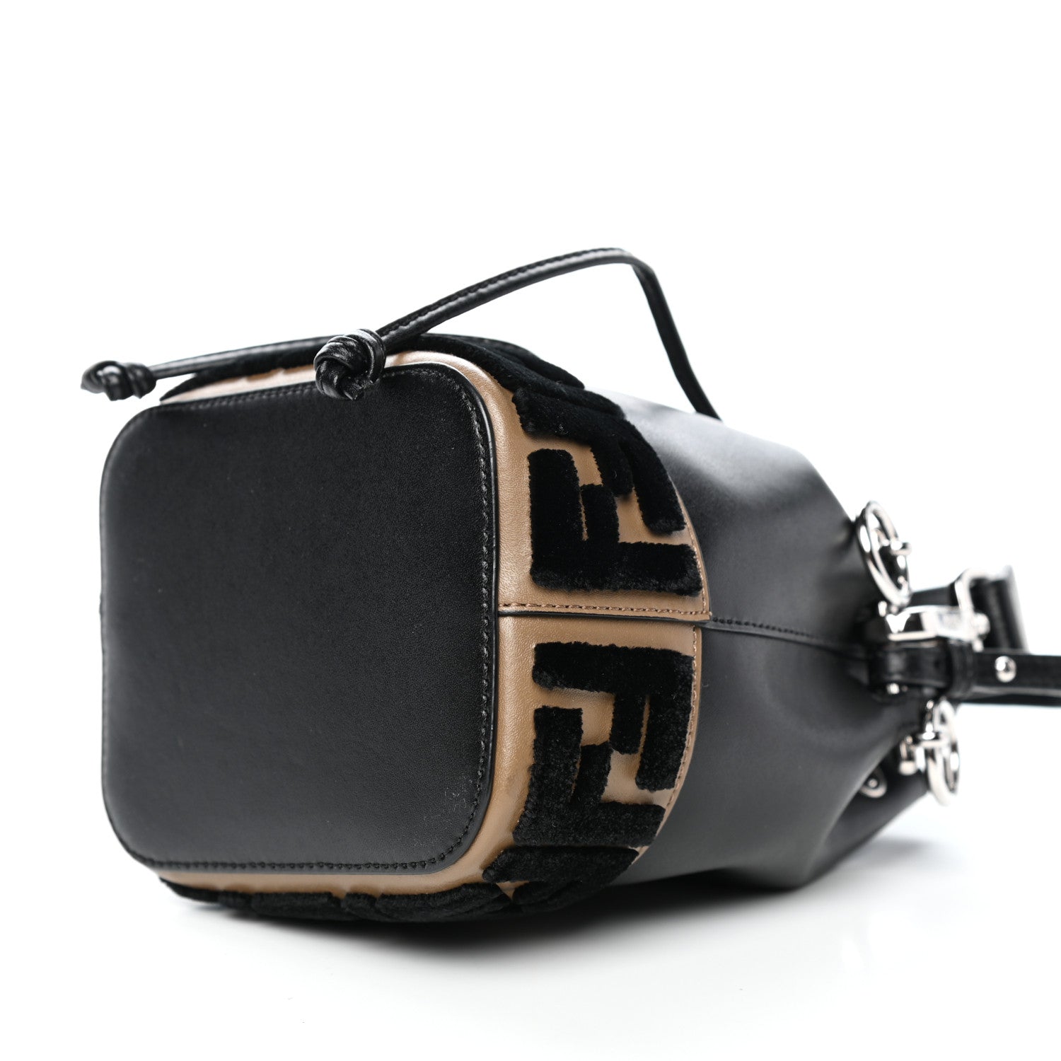 Fendi Vitello Liberty Velvet F is Fendi FF Bi-Color Mini Mon Tresor Bucket Bag Black Fango 10 of 12